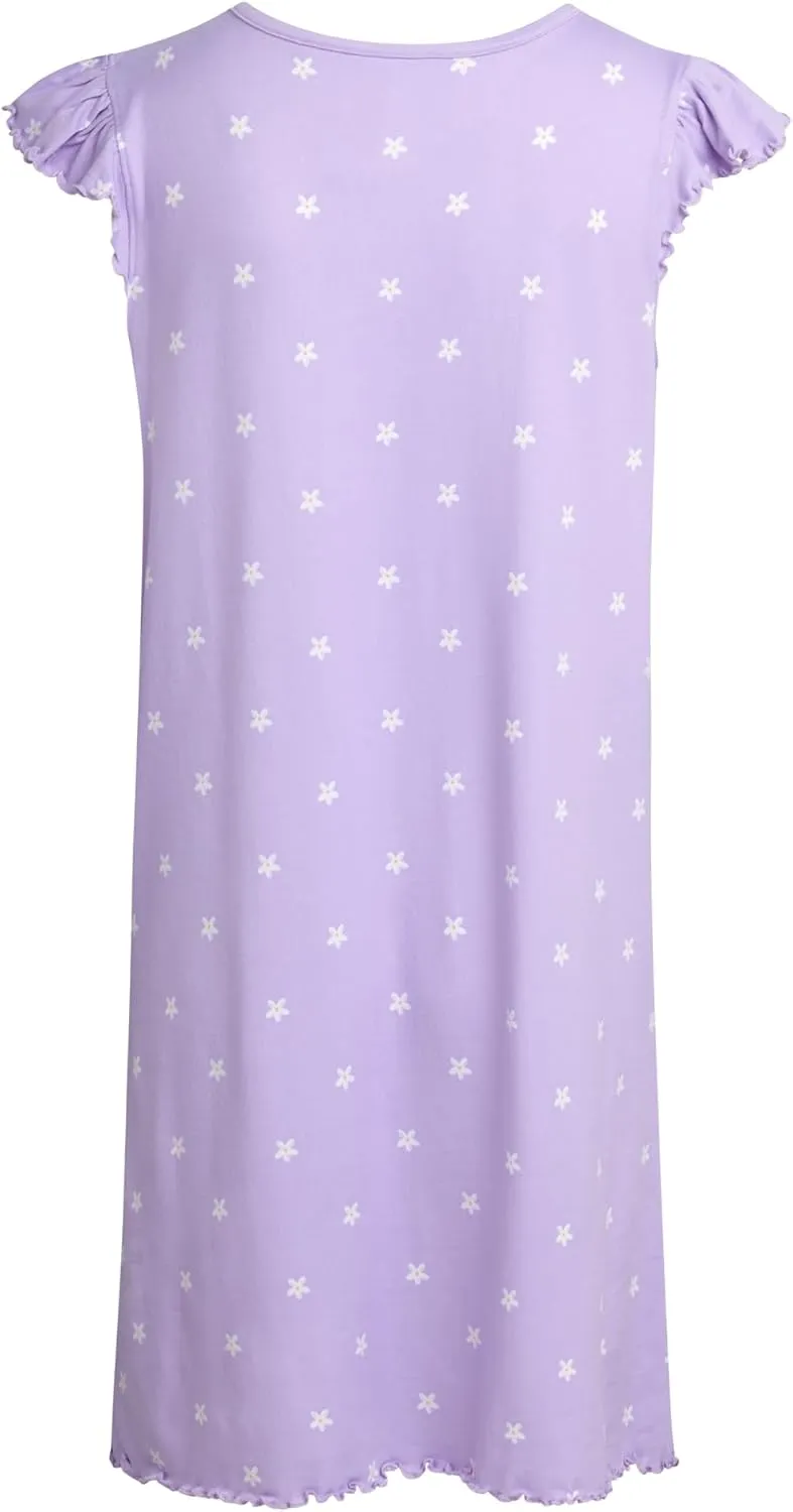 Rene Rofe Girls Pajamas - 2-Pack Lightweight Breathable Polyester Nightgowns with Cute Graphics - Sleepwear for Girls