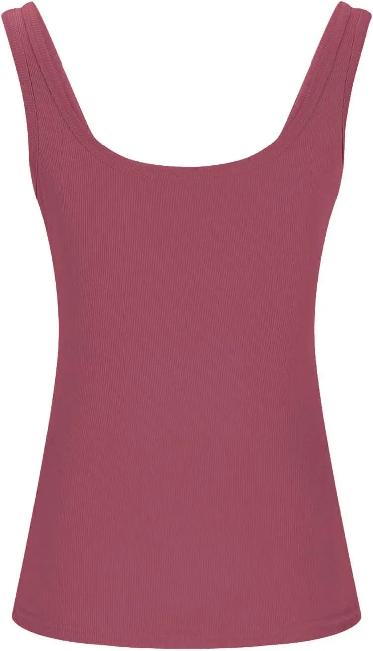 Ribbed Tank Tops for Women Sleeveless Camisole Shirt Lightweight Workout Shirts Slim Fit Square Neck Tank Top