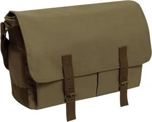 Rothco Deluxe Vintage Canvas Messenger Bag, Unisec Olive Drab Shoulder Bag, 15.5" X 11" X 5"