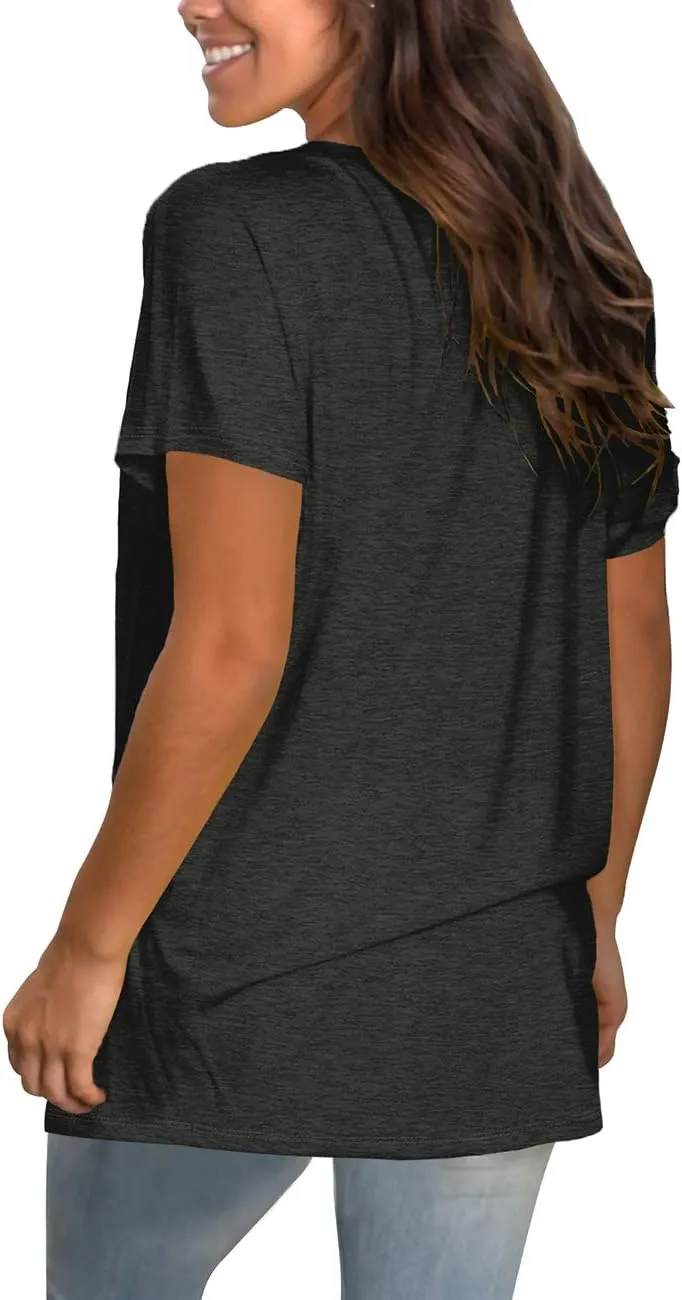 Saloogoe Womens Loose Fit Tshirts Short Sleeve Summer Tops Casual Workout Yoga Tunic T Shirts Tops