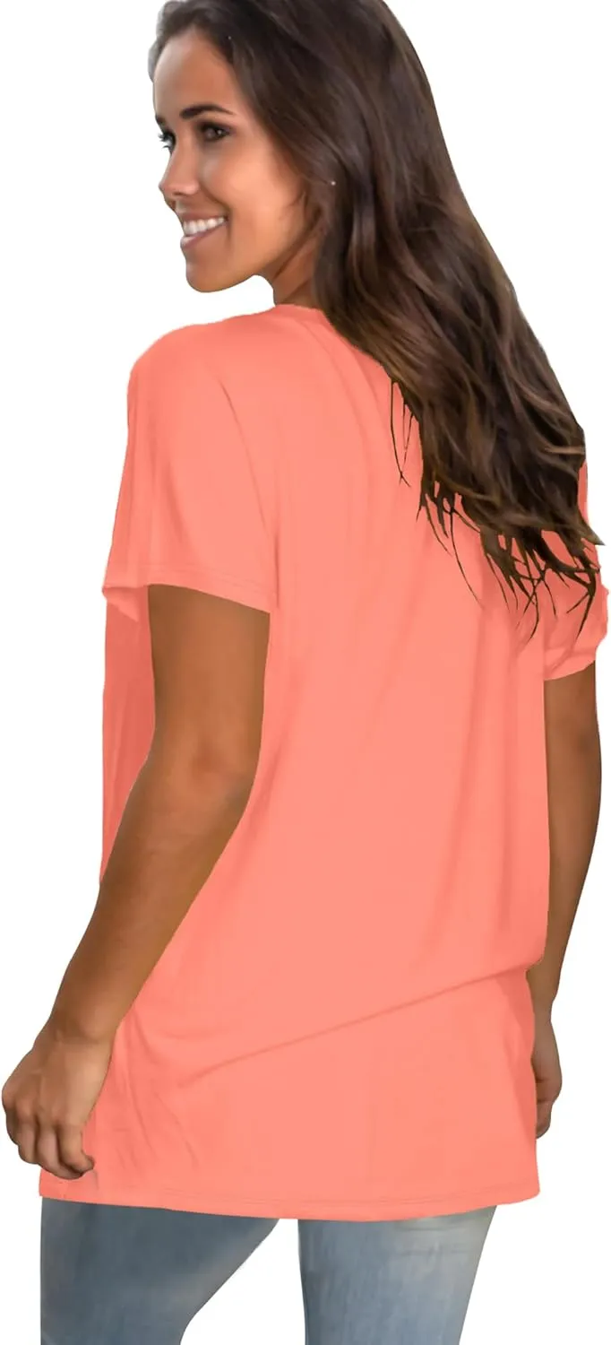 Saloogoe Womens Loose Fit Tshirts Short Sleeve Summer Tops Casual Workout Yoga Tunic T Shirts Tops