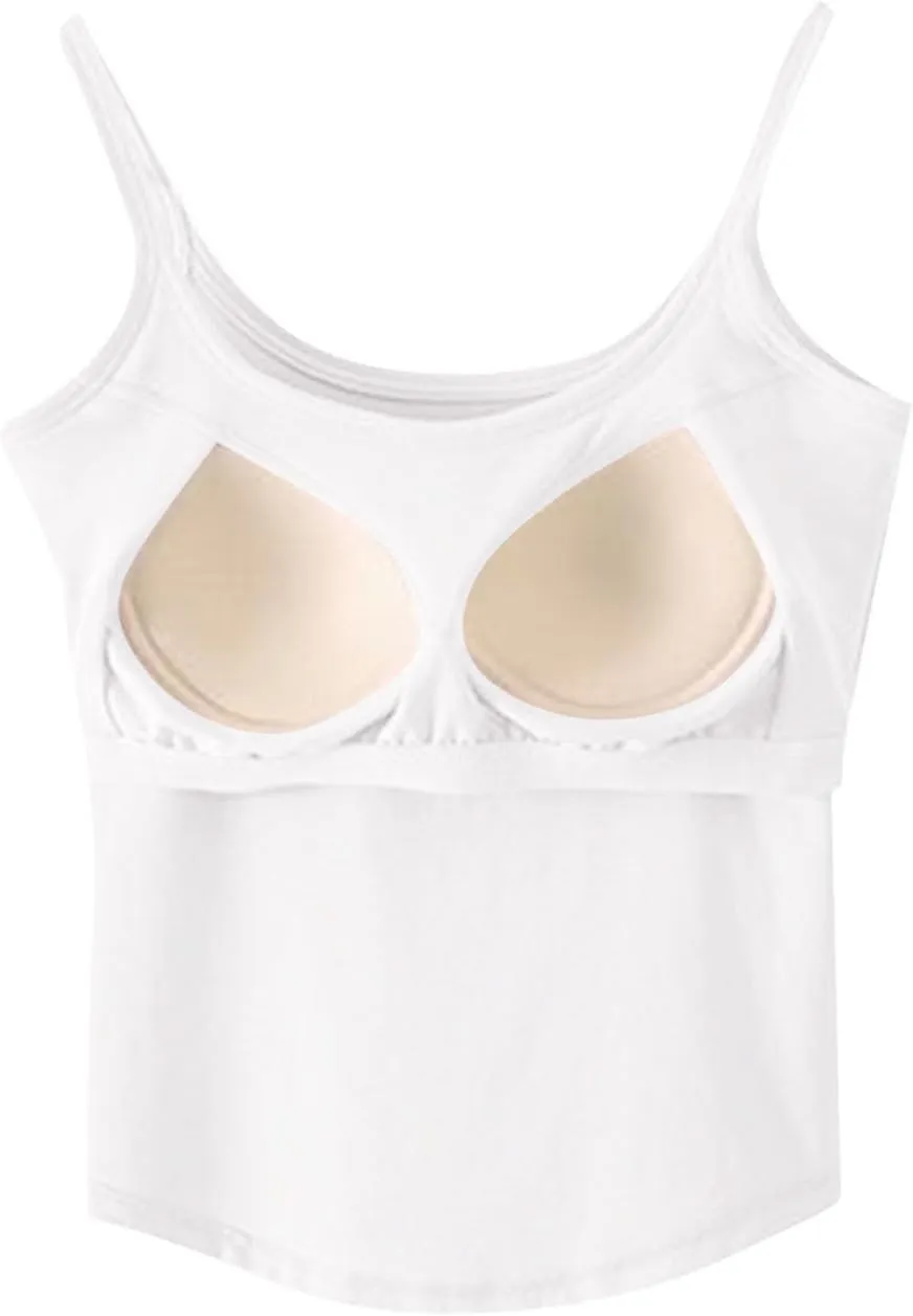 Seamless Sports Bra Cropped Tank Top for Women Spaghetti Straps Workout Tops Ribbed Cami Shirts Undershirt