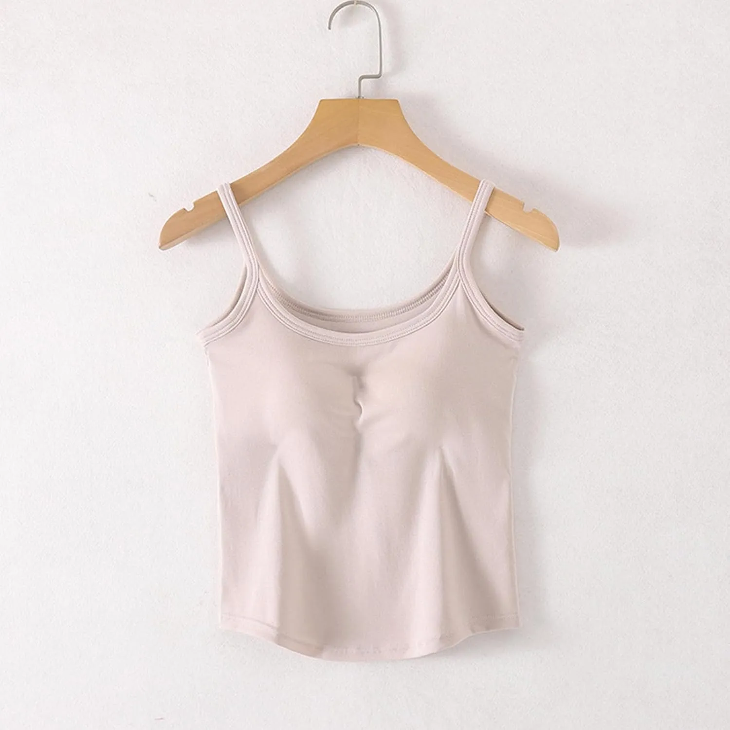 Seamless Sports Bra Cropped Tank Top for Women Spaghetti Straps Workout Tops Ribbed Cami Shirts Undershirt