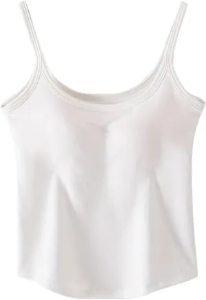 Seamless Sports Bra Cropped Tank Top for Women Spaghetti Straps Workout Tops Ribbed Cami Shirts Undershirt