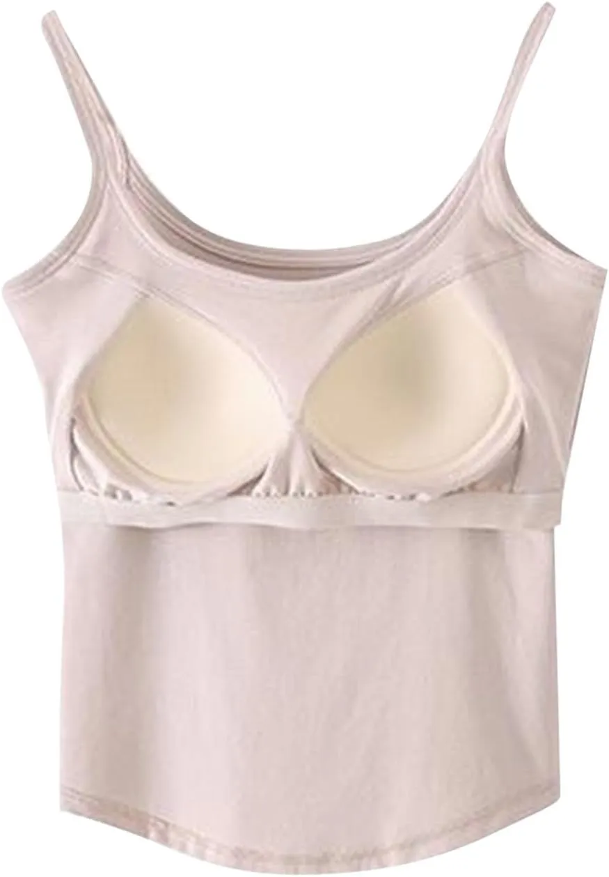 Seamless Sports Bra Cropped Tank Top for Women Spaghetti Straps Workout Tops Ribbed Cami Shirts Undershirt