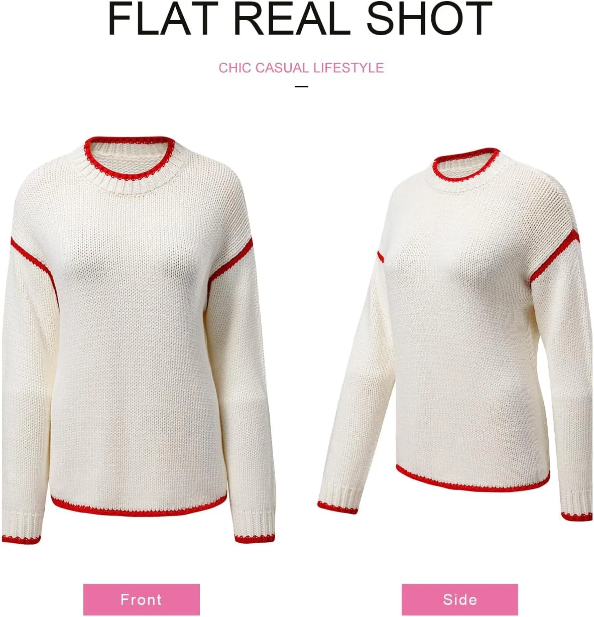 SHEWIN Womens Sweaters Crewneck Long Sleeve Knit Pullover Sweater Casual Fall Tops for Women 2024