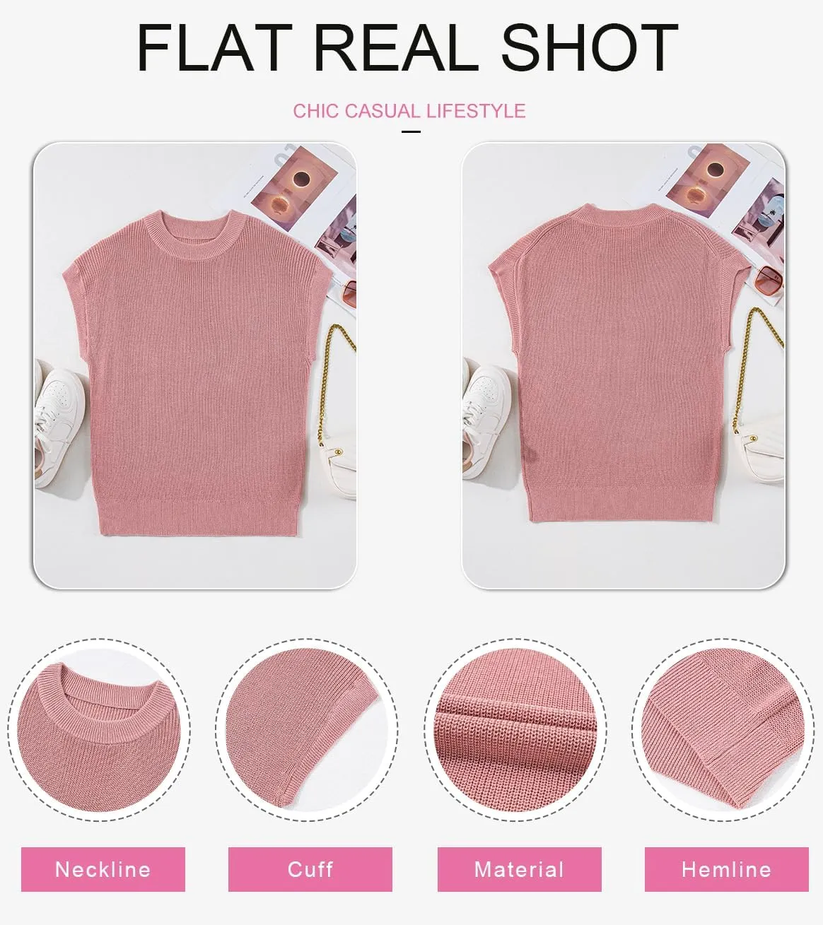 SHEWIN Womens Sweaters Crewneck Short Sleeve Shirts Casual Ribbed Knit Pullover Sweater Loose Tops for Women 2025