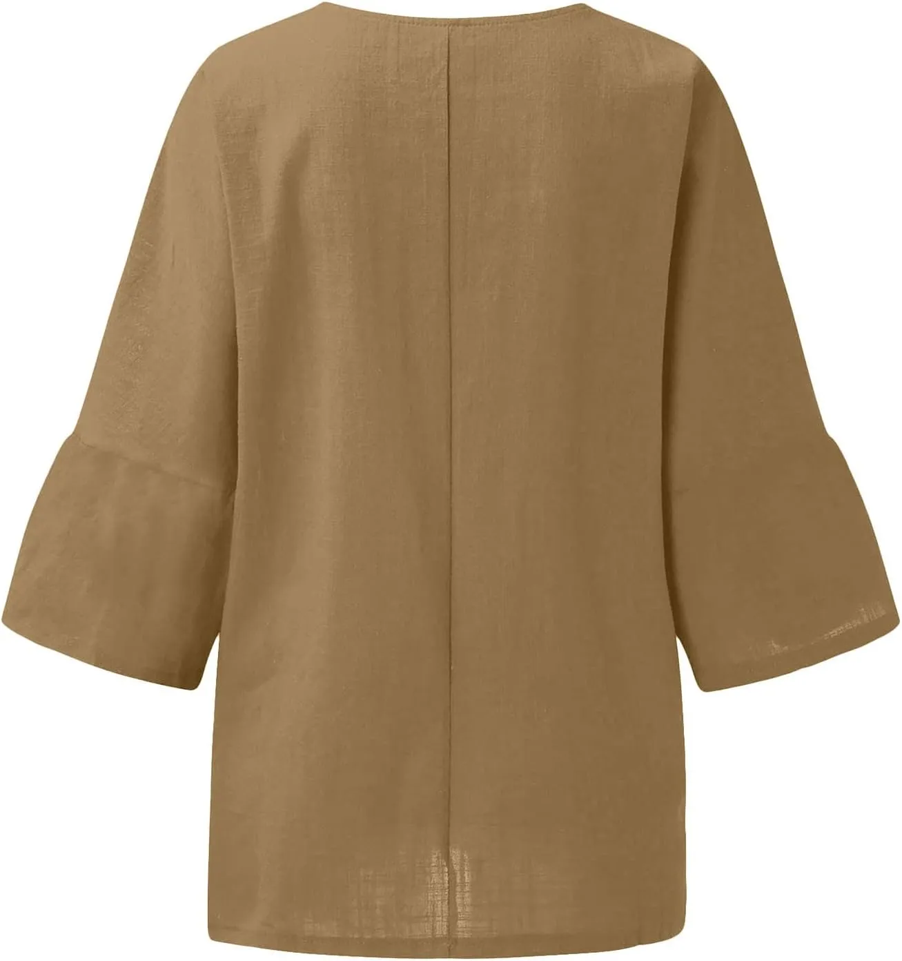 SMIDOW Women 3/4 Length Sleeve Cotton Linen Tops Casual Loose Fit Summer Blouses Pullover Round Neck Cute Shirt Tshirts