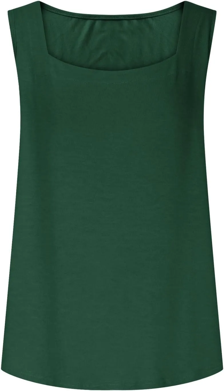 Square Neck Tank Tops for Women 2025 Summer Outfits Casual Loose Fit Sleeveless Shirts Solid Color Dressy Blouses