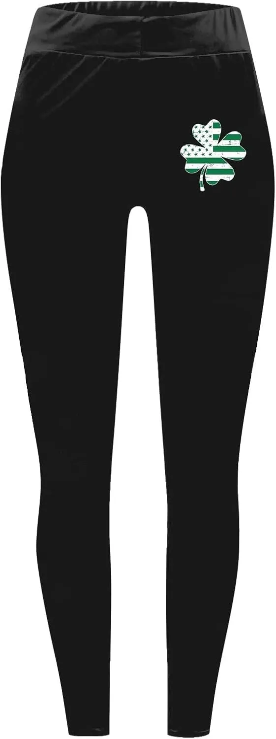 St Patricks Day Tummy Contral Leggings for Women Women's St Day Leggings Irish Irish Leggings with Pockets for