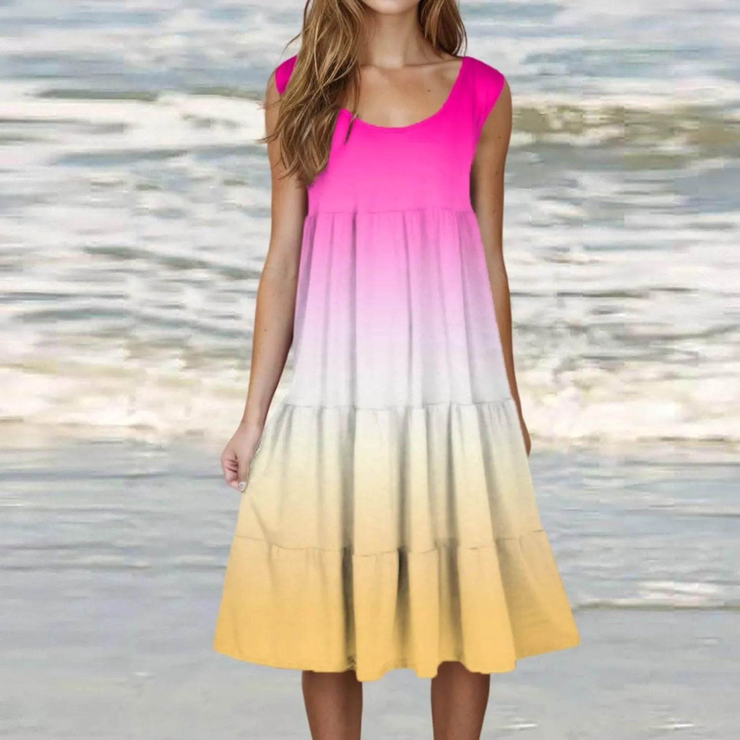 Summer Dresses for Women 2025 Sleeveless Tank Dress Beach Vacation Sundress Gradient Dress Flowy Mini Sundresses