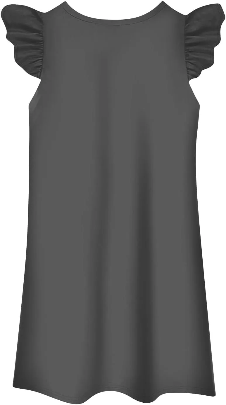 Summer Dresses for Women 2025 Solid Color Round Neck Dresses Tank Dresses Fly Sleeve Dresses Boho Dresses