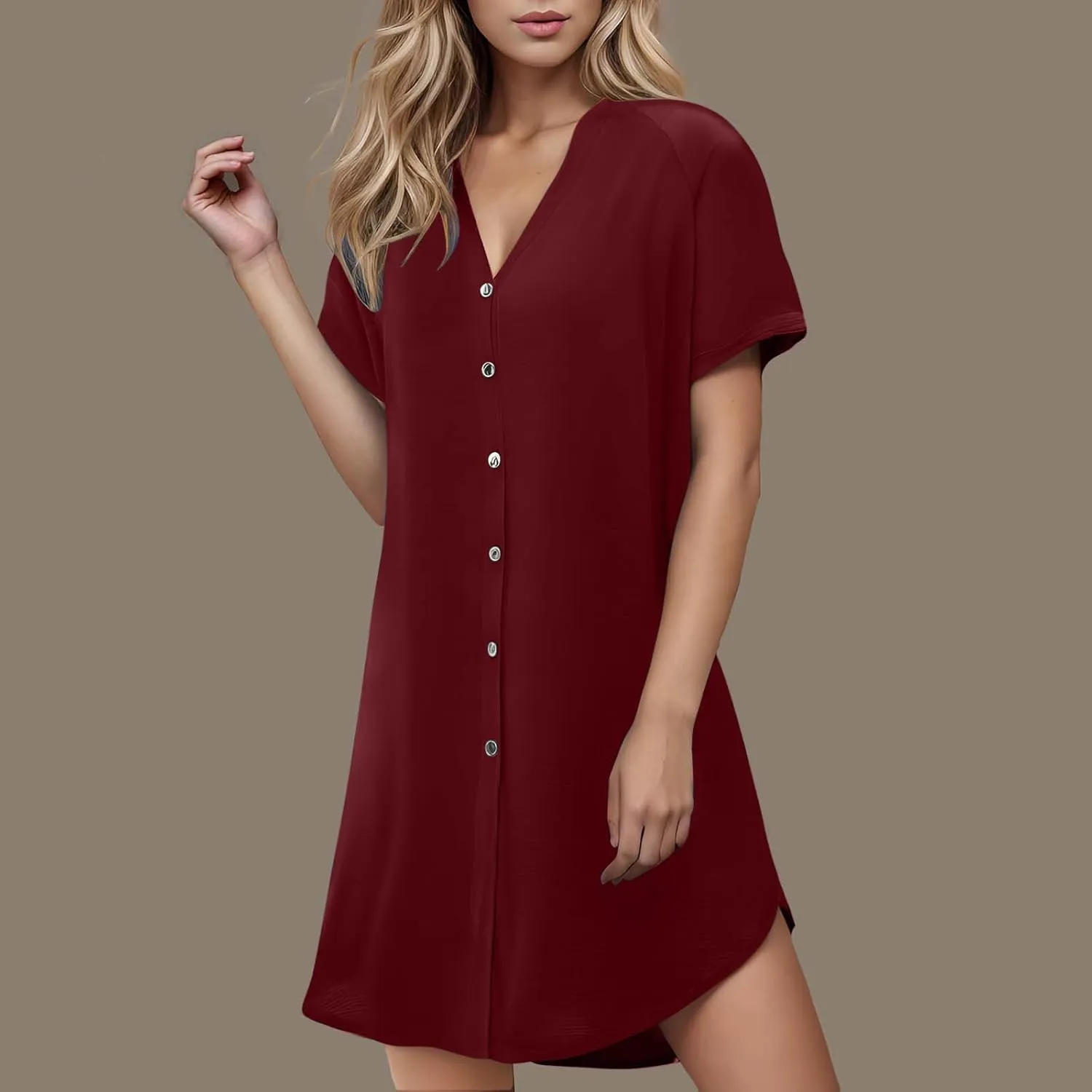 Summer Dresses for Women 2025,Button Down Shift Dresses Beach Vacation Fashion Sun Dresses Short Sleeve midi Dresses