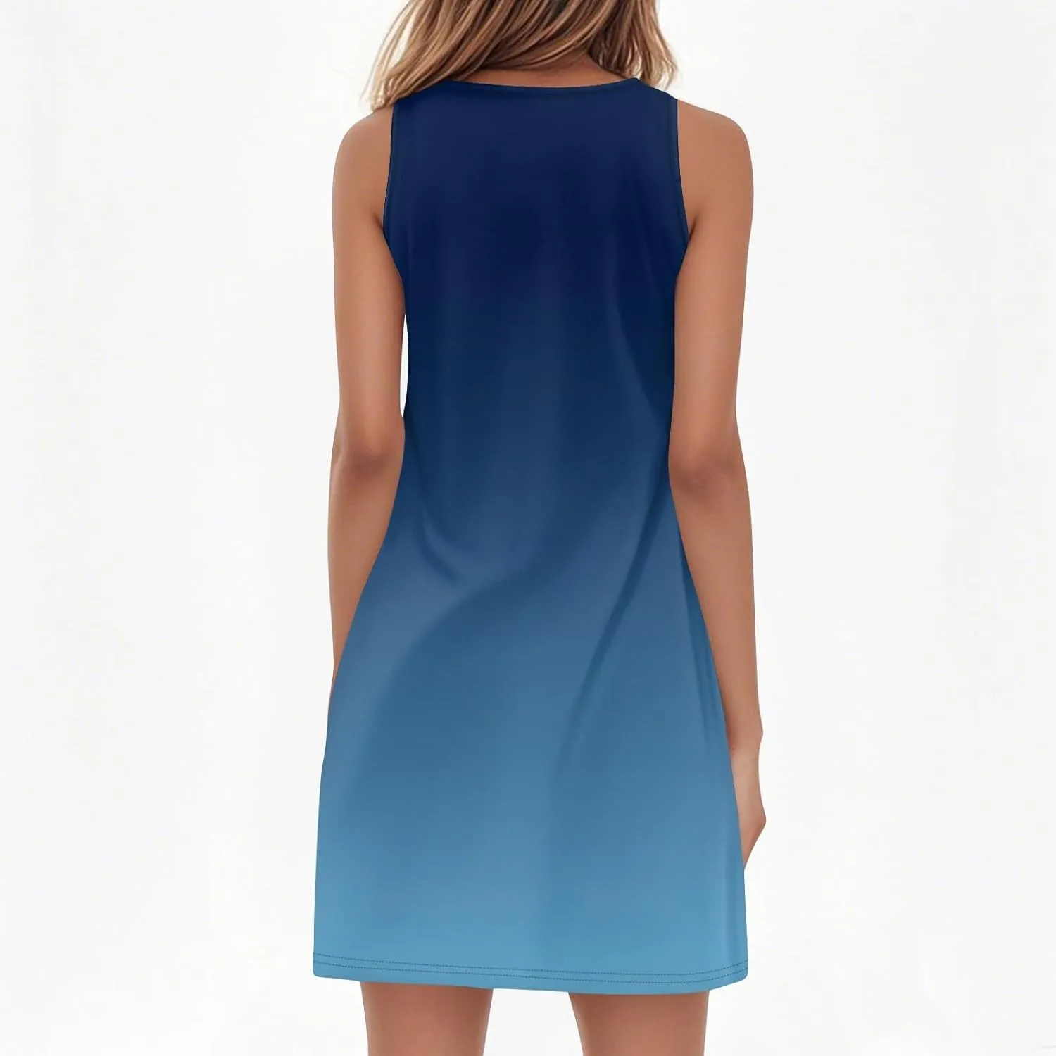 Summer Dresses for Women V Neck Sundresses Casual Beach Tank Dress Printed T Shirt Dresses Loose Sleeveless Sleep Dress