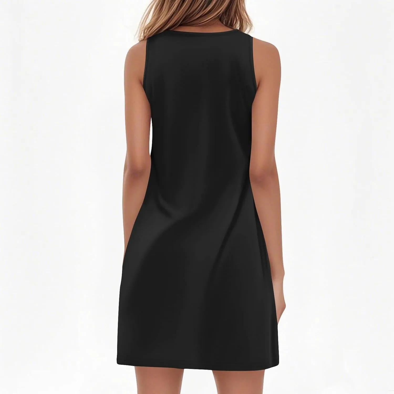 Summer Dresses for Women V Neck Sundresses Casual Beach Tank Dress Printed T Shirt Dresses Loose Sleeveless Sleep Dress
