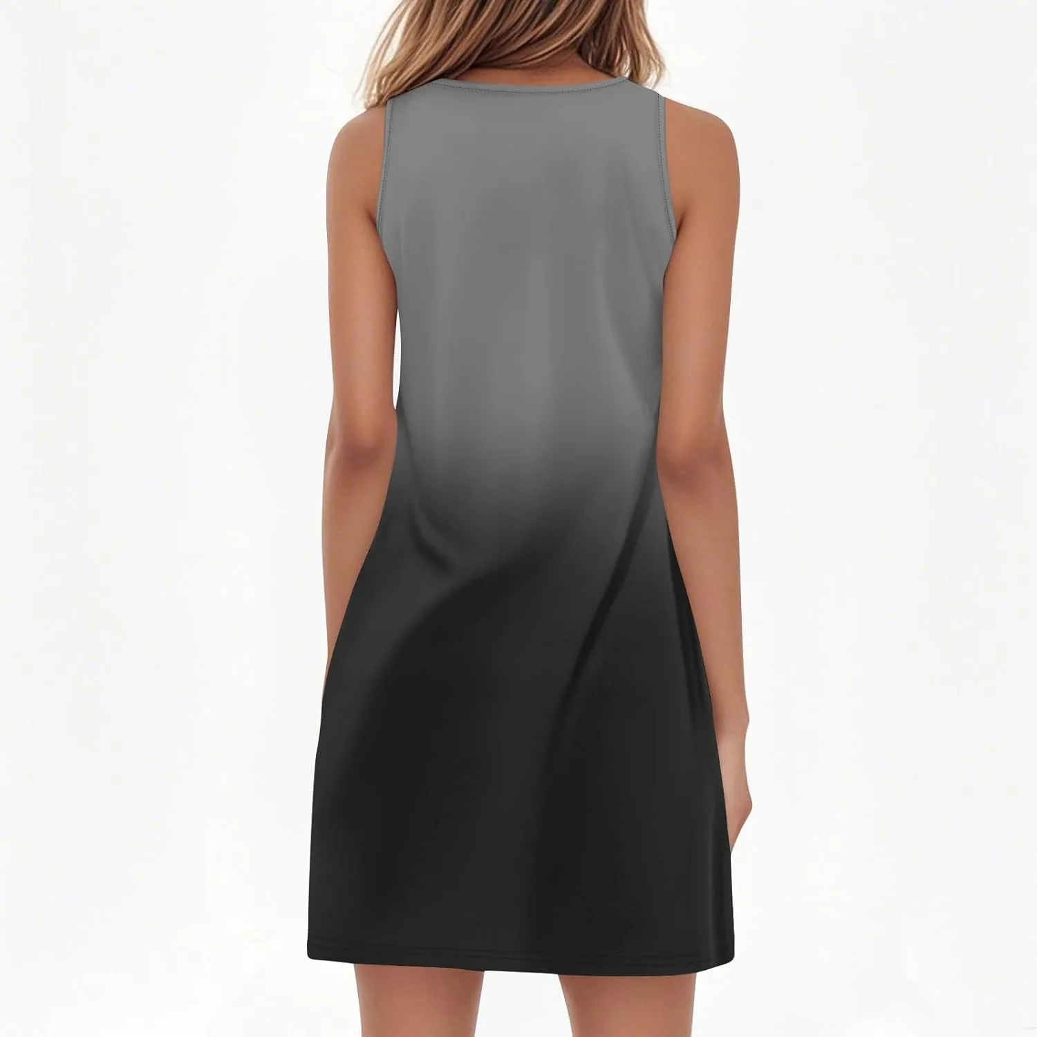 Summer Dresses for Women V Neck Sundresses Casual Beach Tank Dress Printed T Shirt Dresses Loose Sleeveless Sleep Dress