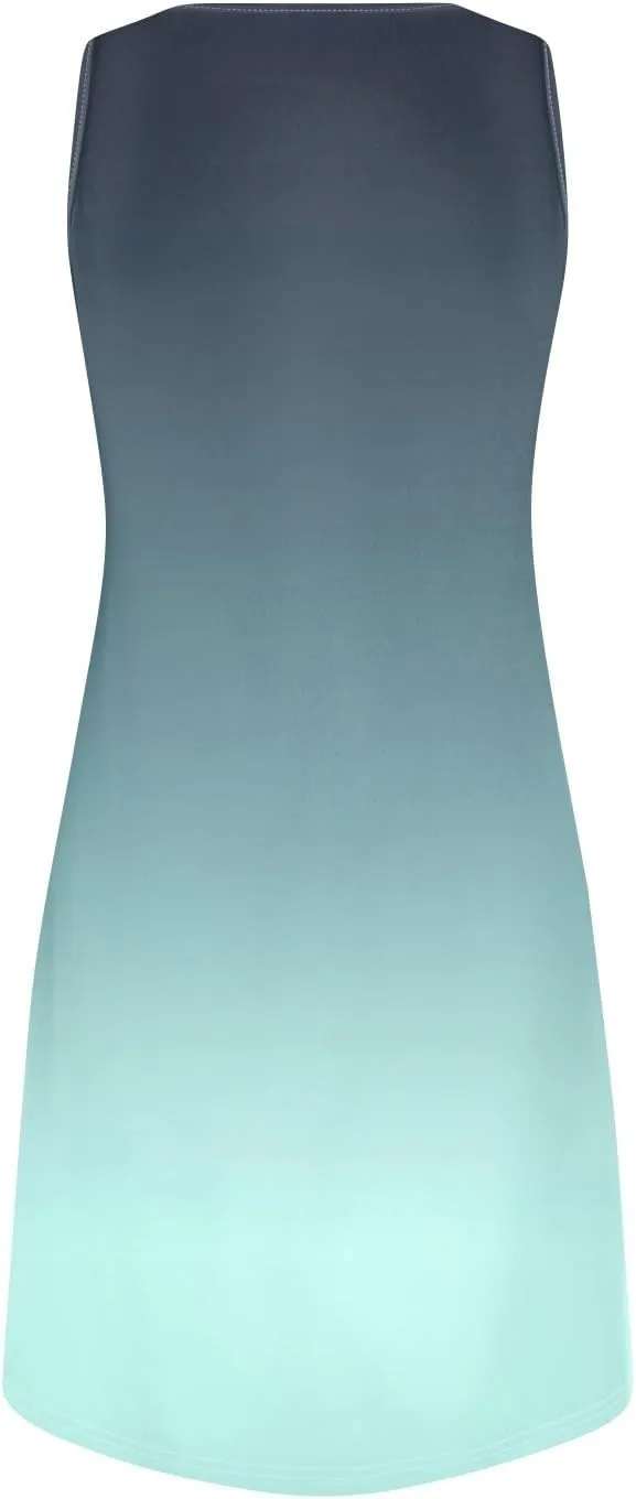Summer Dresses for Women V-Neck Sundresses Sleeveless Loose Sleep Dress Beach Tank Dress Printed Casual T Shirt Dresses