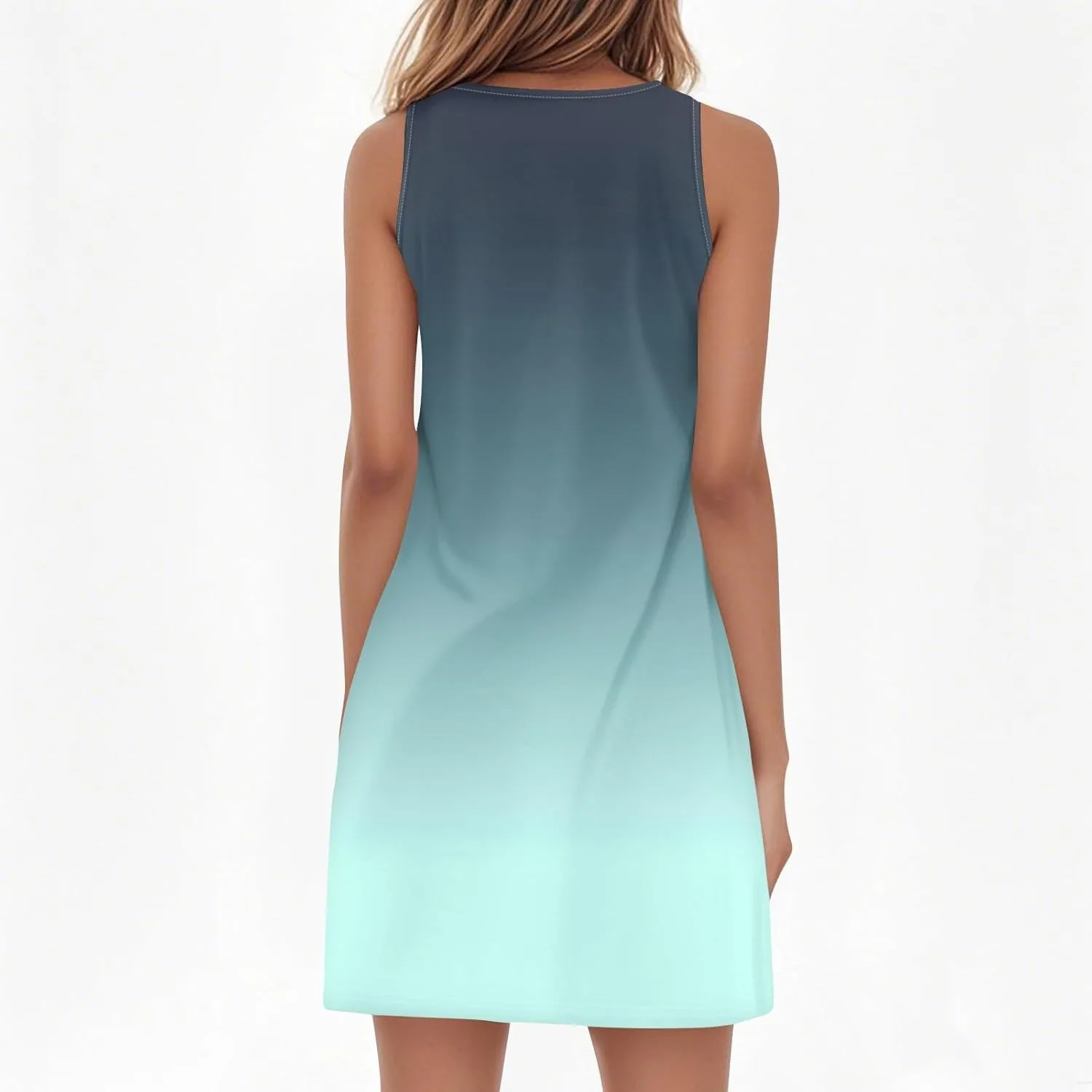 Summer Dresses for Women V-Neck Sundresses Sleeveless Loose Sleep Dress Beach Tank Dress Printed Casual T Shirt Dresses