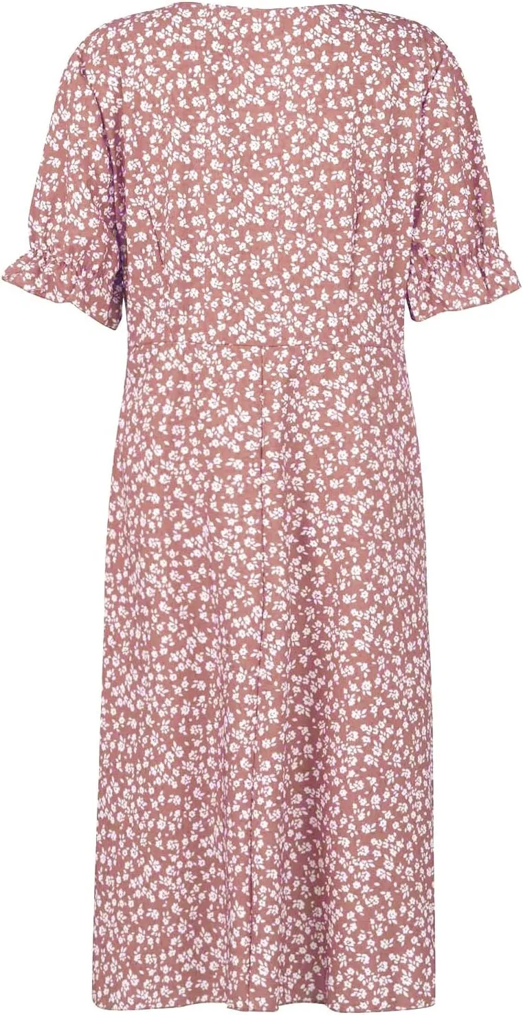 Summer Dresses Women Puff Sleeve Wrap Midi Dresses for Women Summer Womens Dresses Casual