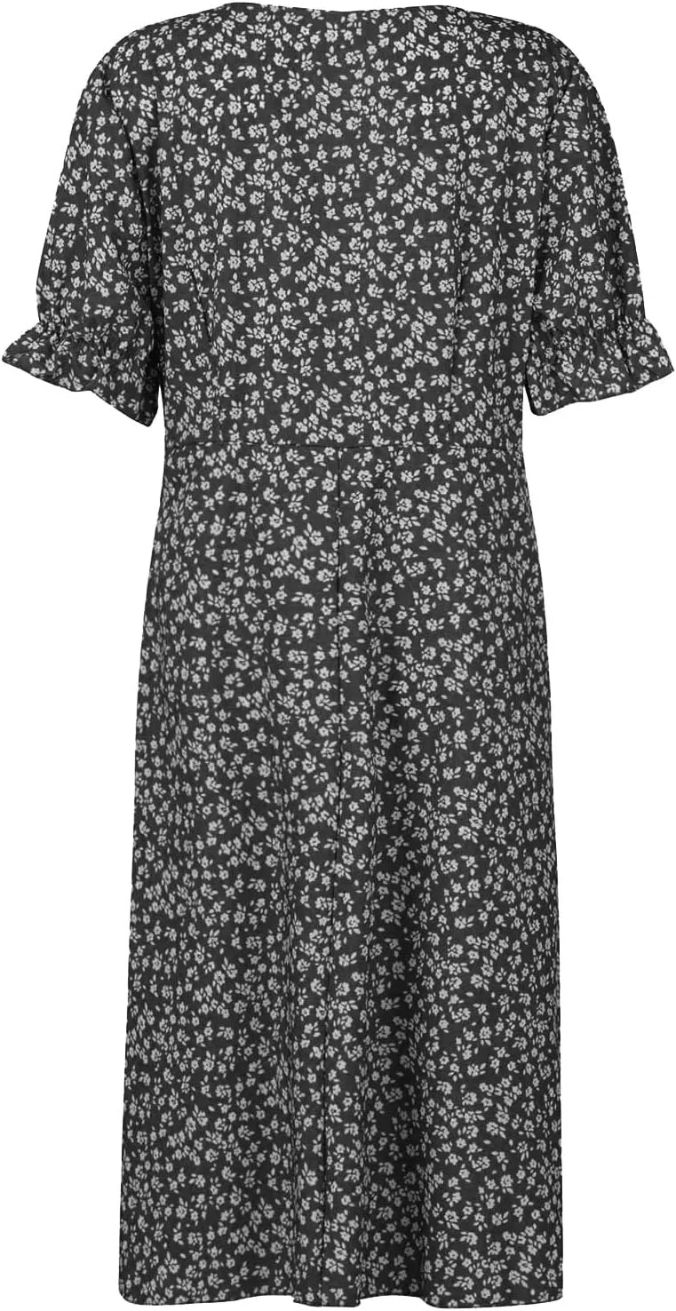Summer Dresses Women Puff Sleeve Wrap Midi Dresses for Women Summer Womens Dresses Casual