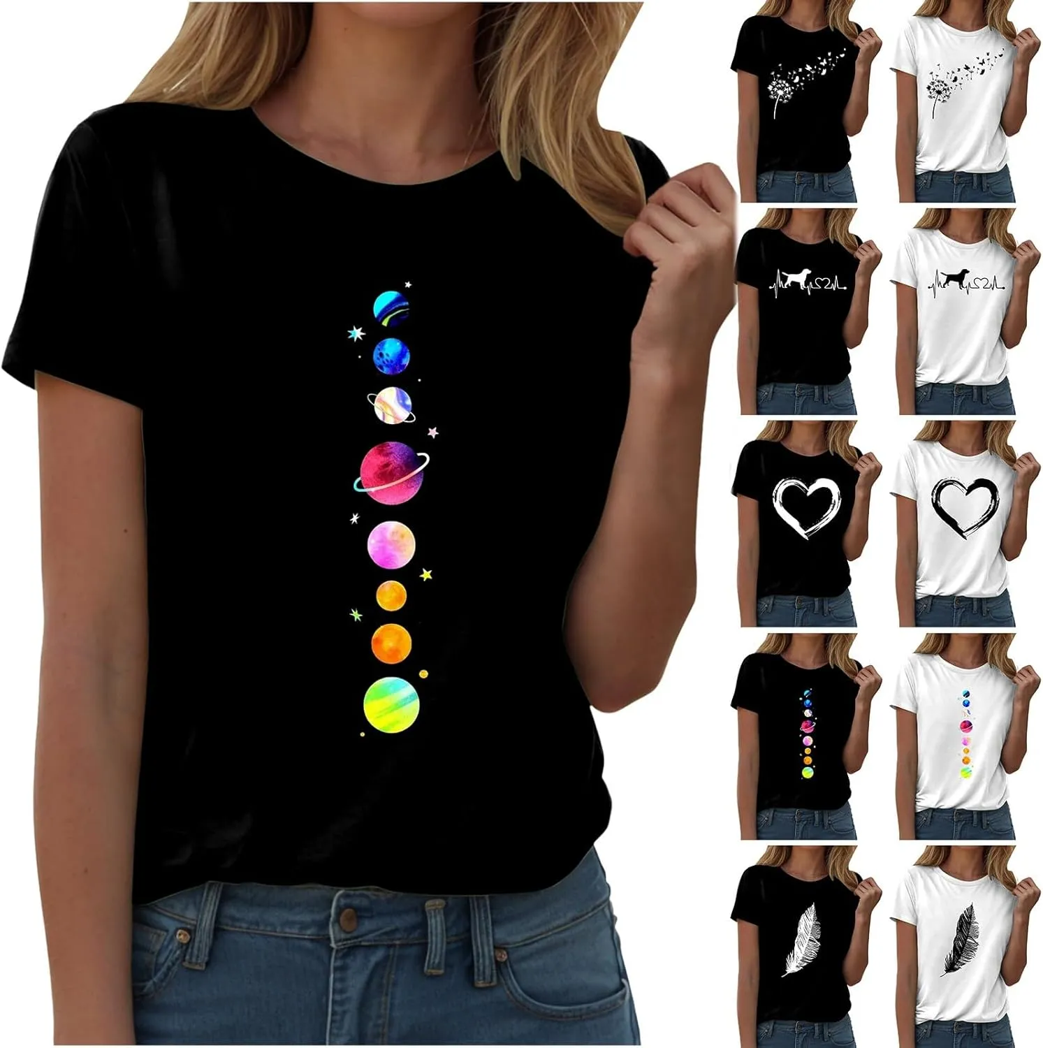 Summer Tops for Women 2025 Dressy Trendy Crew Neck Short Sleeve Tshirt Casual Loose Fit Basic Tees Ladies Tops