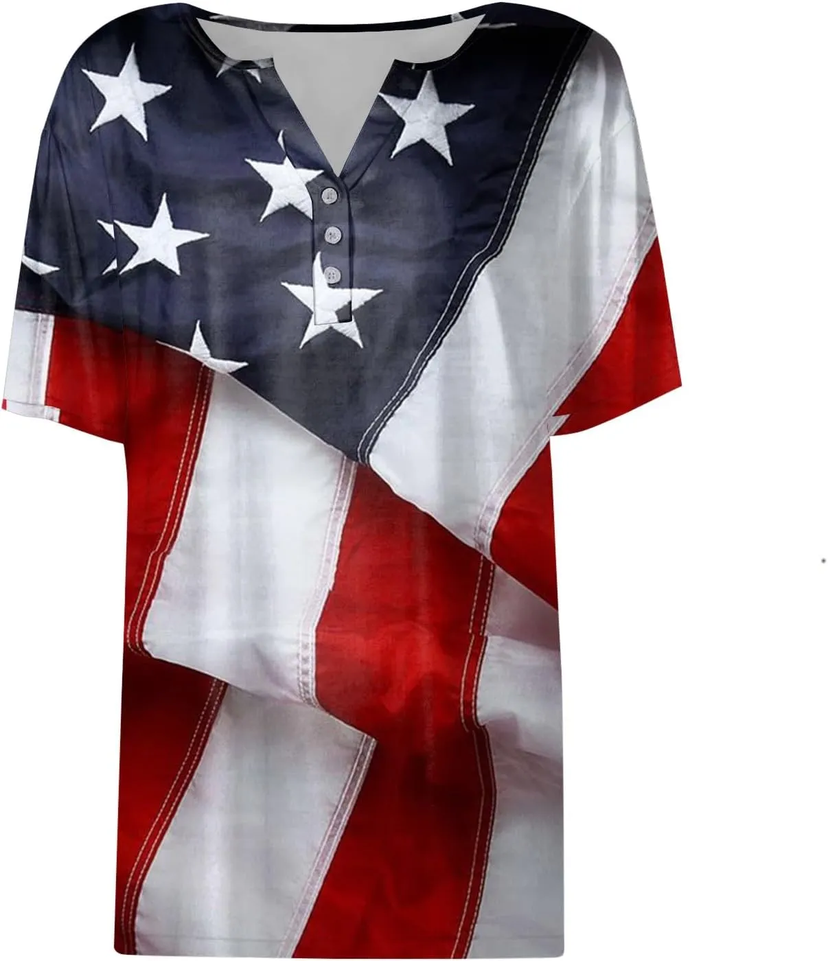 Summer Tops for Women 2025 Henley V Neck Short Sleeve Shirt Button Down Shirt Comfy Blouse Dressy Floral Printed