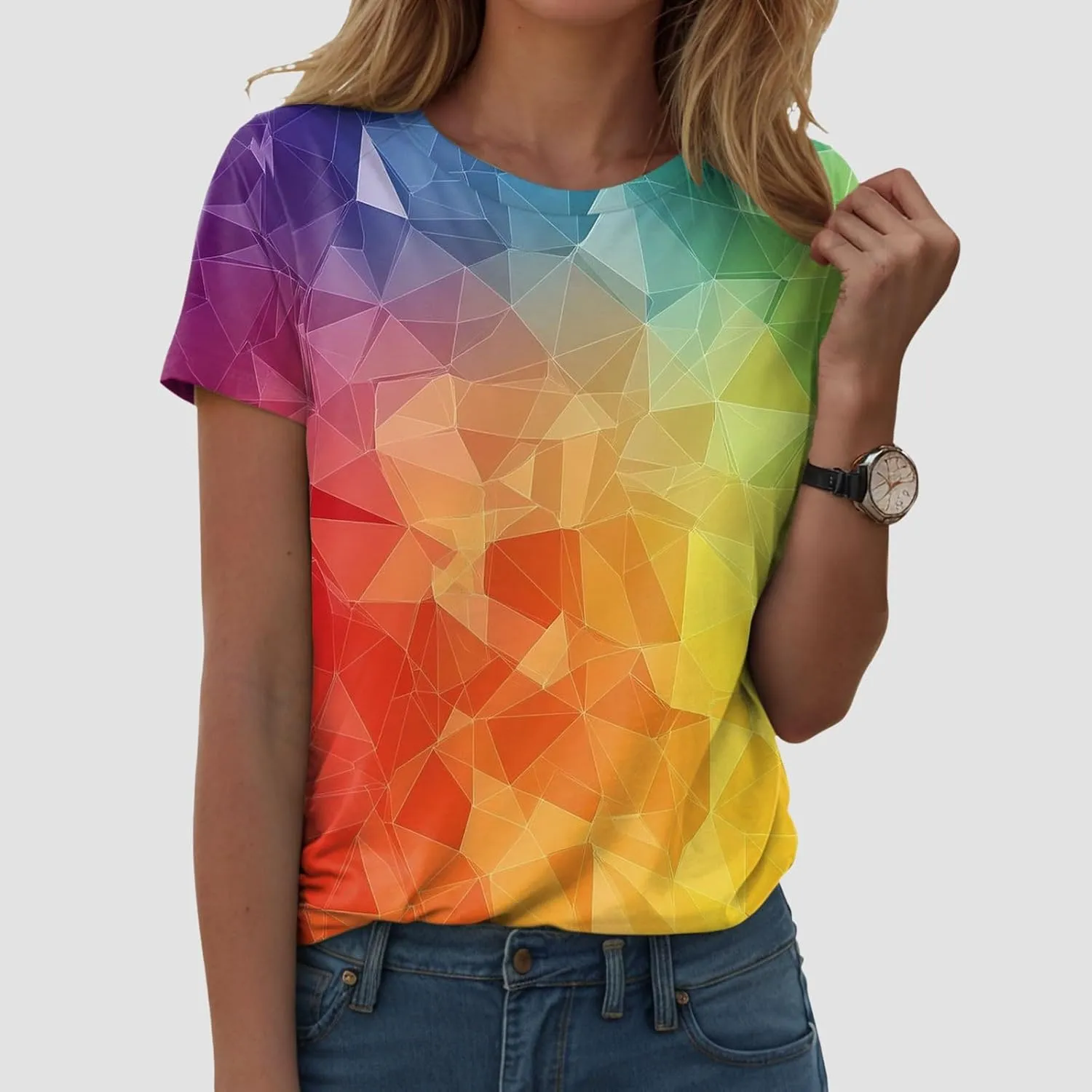 Summer Tops for Women 2025 Trendy Causal T Shirts Short Sleeve Blouses Crewneck Graphic Loose Summer Tops