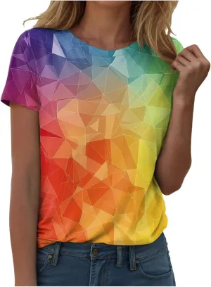 Summer Tops for Women 2025 Trendy Causal T Shirts Short Sleeve Blouses Crewneck Graphic Loose Summer Tops