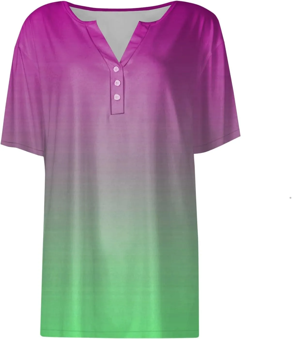Summer Tops for Women 2025 Trendy Vacation Short Sleeve Button Vneck Shirt Loose Fitted Boho Graphic Tee Fashion