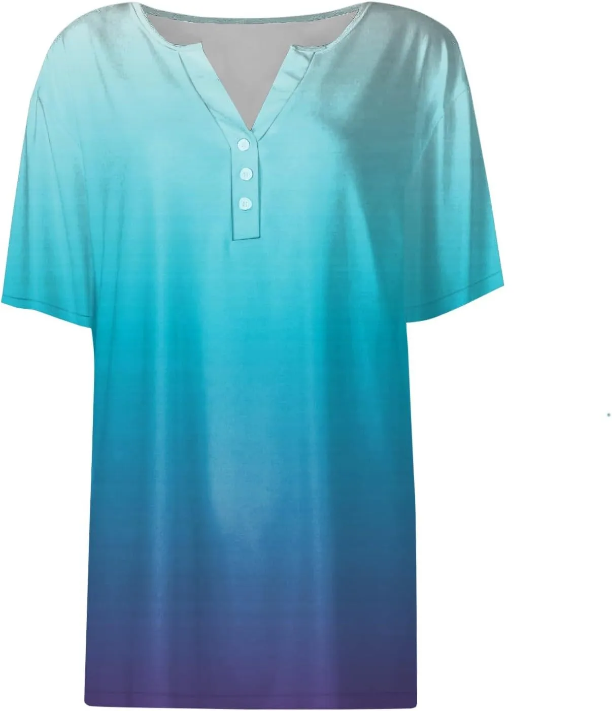 Summer Tops for Women 2025 Trendy Vacation Short Sleeve Button Vneck Shirt Loose Fitted Boho Graphic Tee Fashion