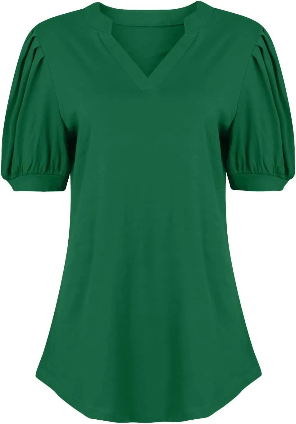 Summer Tops for Women Puff Short Sleeve Tops Dressy Casual V-Neck T-Shirts Cute Blouse for Work