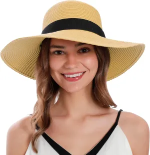 Sun Hats for Women Uv Protection Wide Brim Straw Hat Women Beach Hats Summer Foldable Floppy Travel Beach Hats for Women
