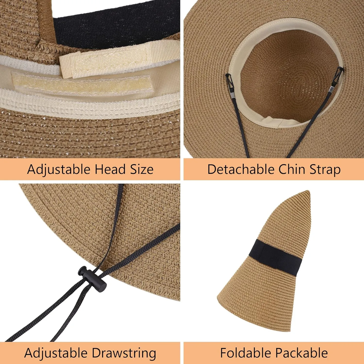 Sun Hats for Women Uv Protection Wide Brim Straw Hat Women Beach Hats Summer Foldable Floppy Travel Beach Hats for Women