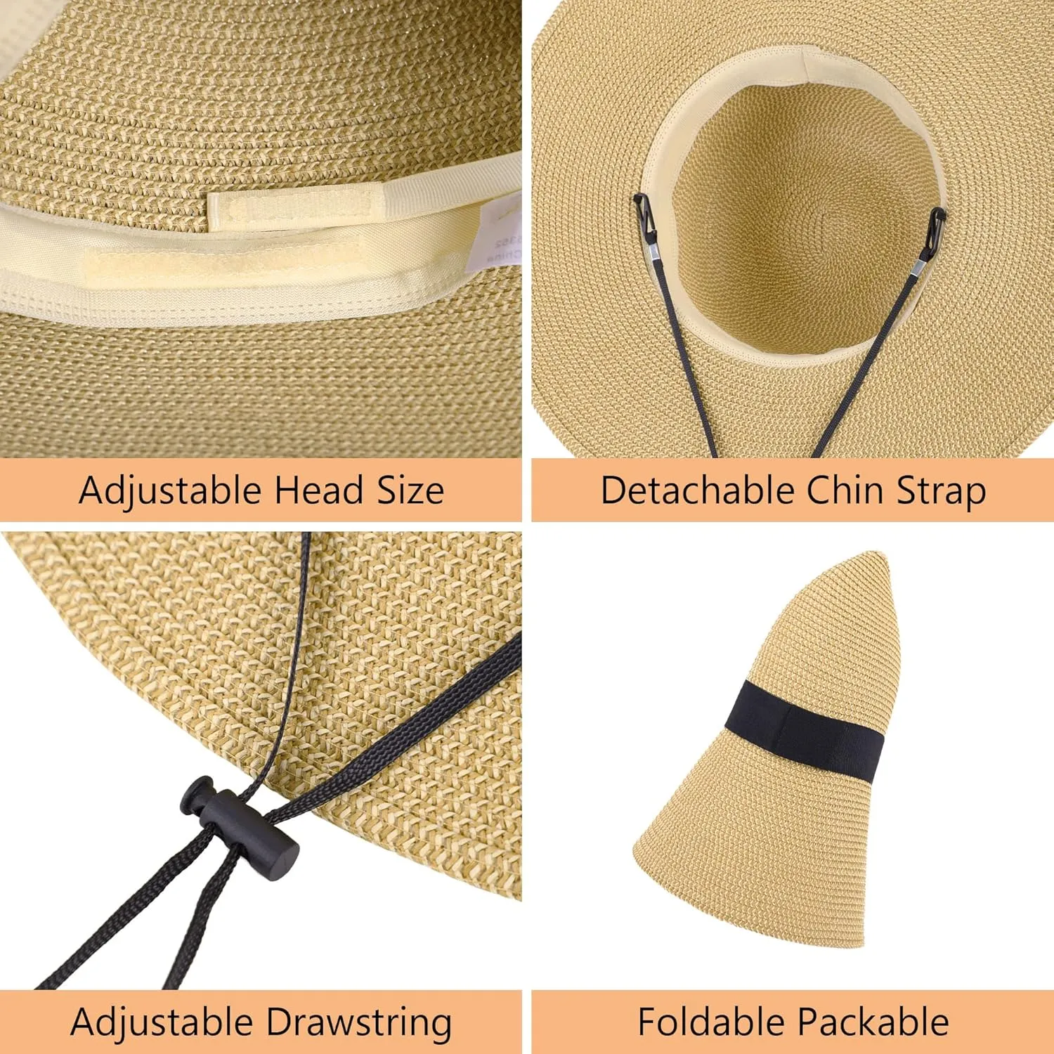 Sun Hats for Women Uv Protection Wide Brim Straw Hat Women Beach Hats Summer Foldable Floppy Travel Beach Hats for Women