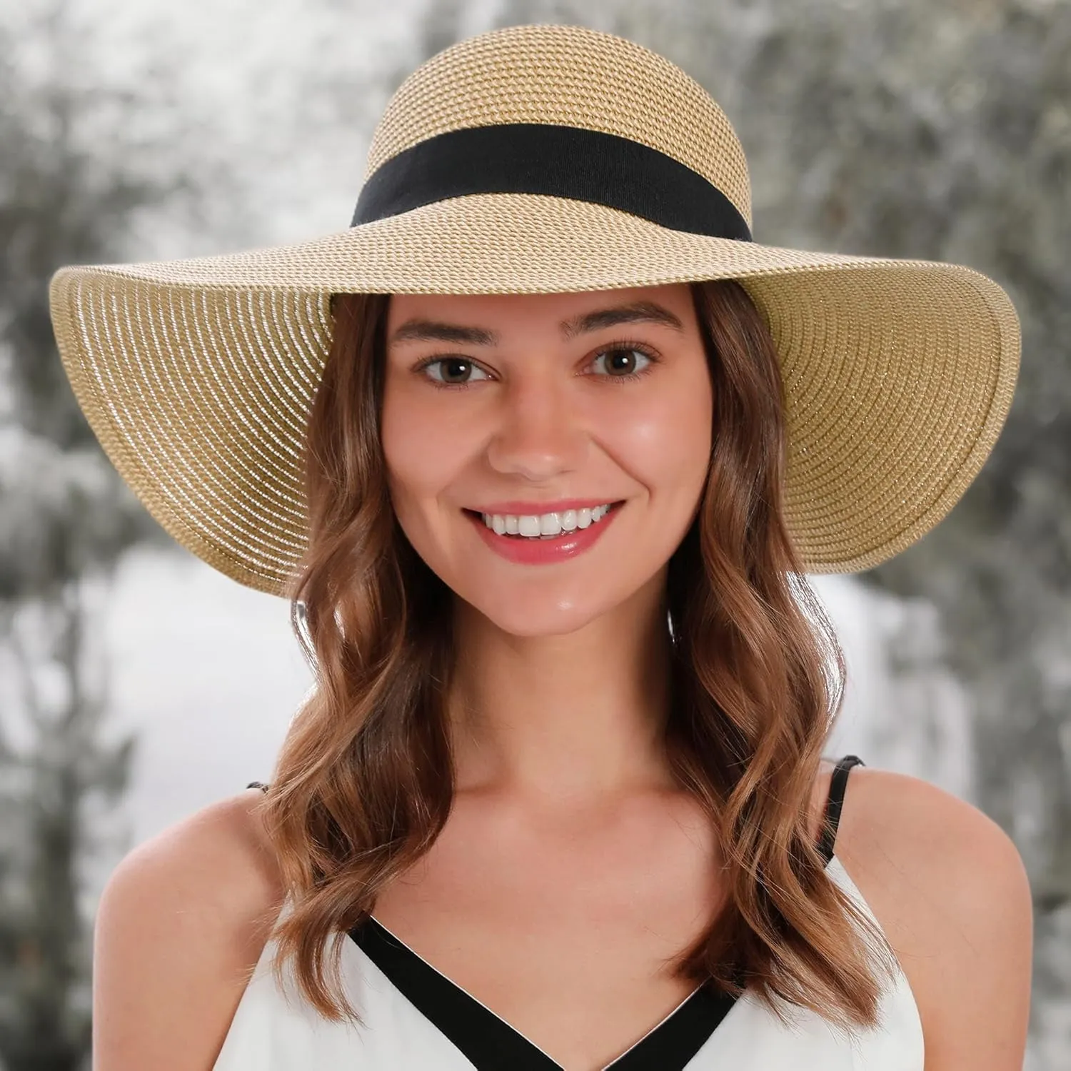 Sun Hats for Women Uv Protection Wide Brim Straw Hat Women Beach Hats Summer Foldable Floppy Travel Beach Hats for Women