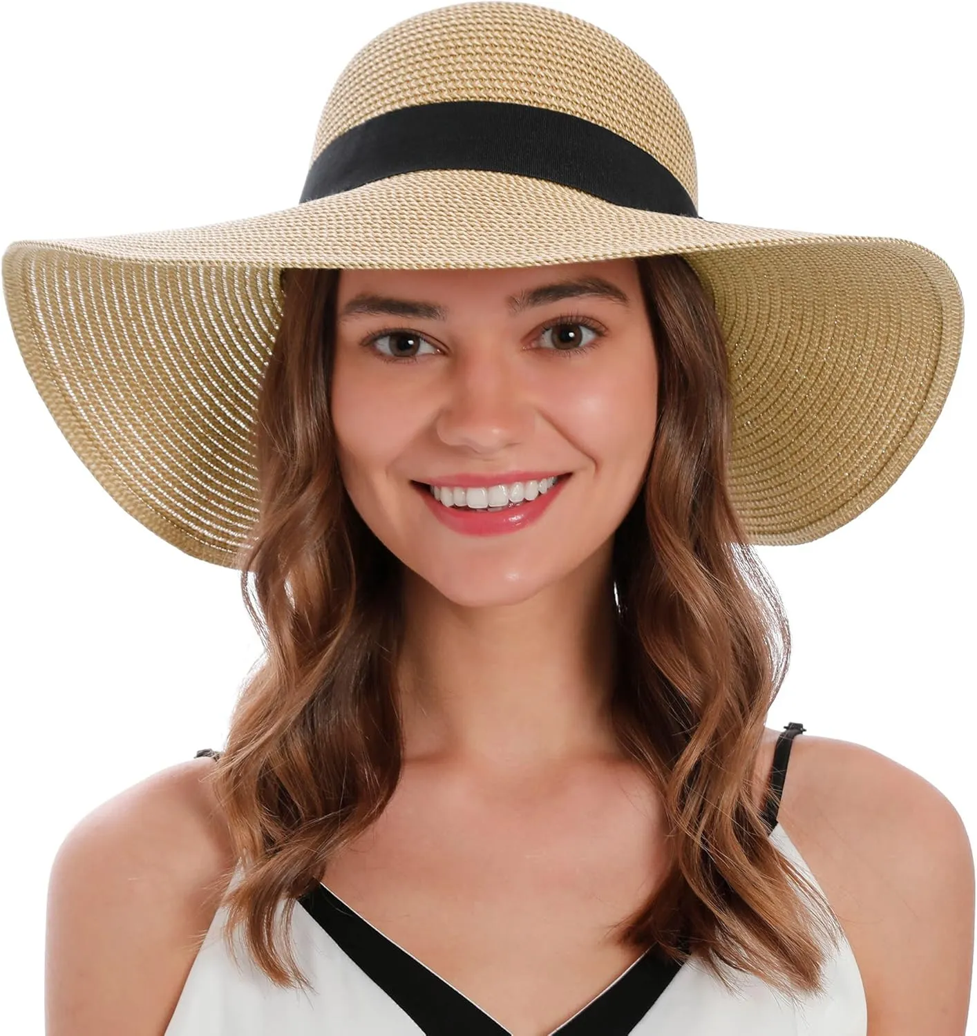 Sun Hats for Women Uv Protection Wide Brim Straw Hat Women Beach Hats Summer Foldable Floppy Travel Beach Hats for Women