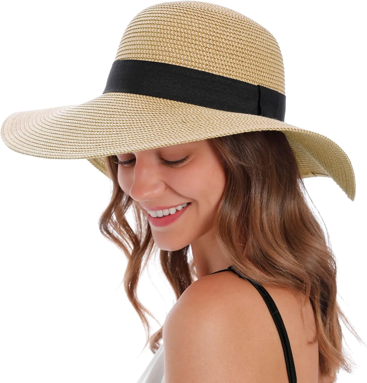 Sun Hats for Women Uv Protection Wide Brim Straw Hat Women Beach Hats Summer Foldable Floppy Travel Beach Hats for Women