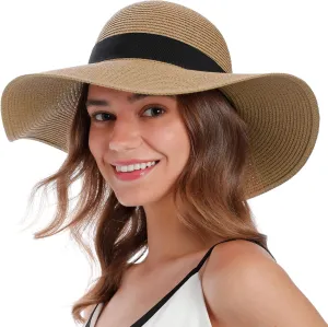 Sun Hats for Women Uv Protection Wide Brim Straw Hat Women Beach Hats Summer Foldable Floppy Travel Beach Hats for Women
