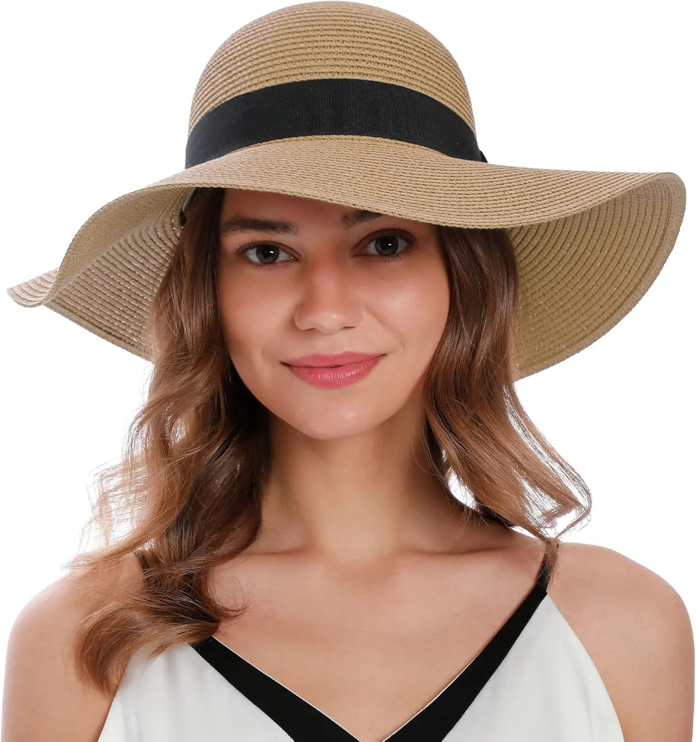 Sun Hats for Women Uv Protection Wide Brim Straw Hat Women Beach Hats Summer Foldable Floppy Travel Beach Hats for Women