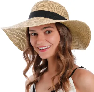 Sun Hats for Women Uv Protection Wide Brim Straw Hat Women Beach Hats Summer Foldable Floppy Travel Beach Hats for Women