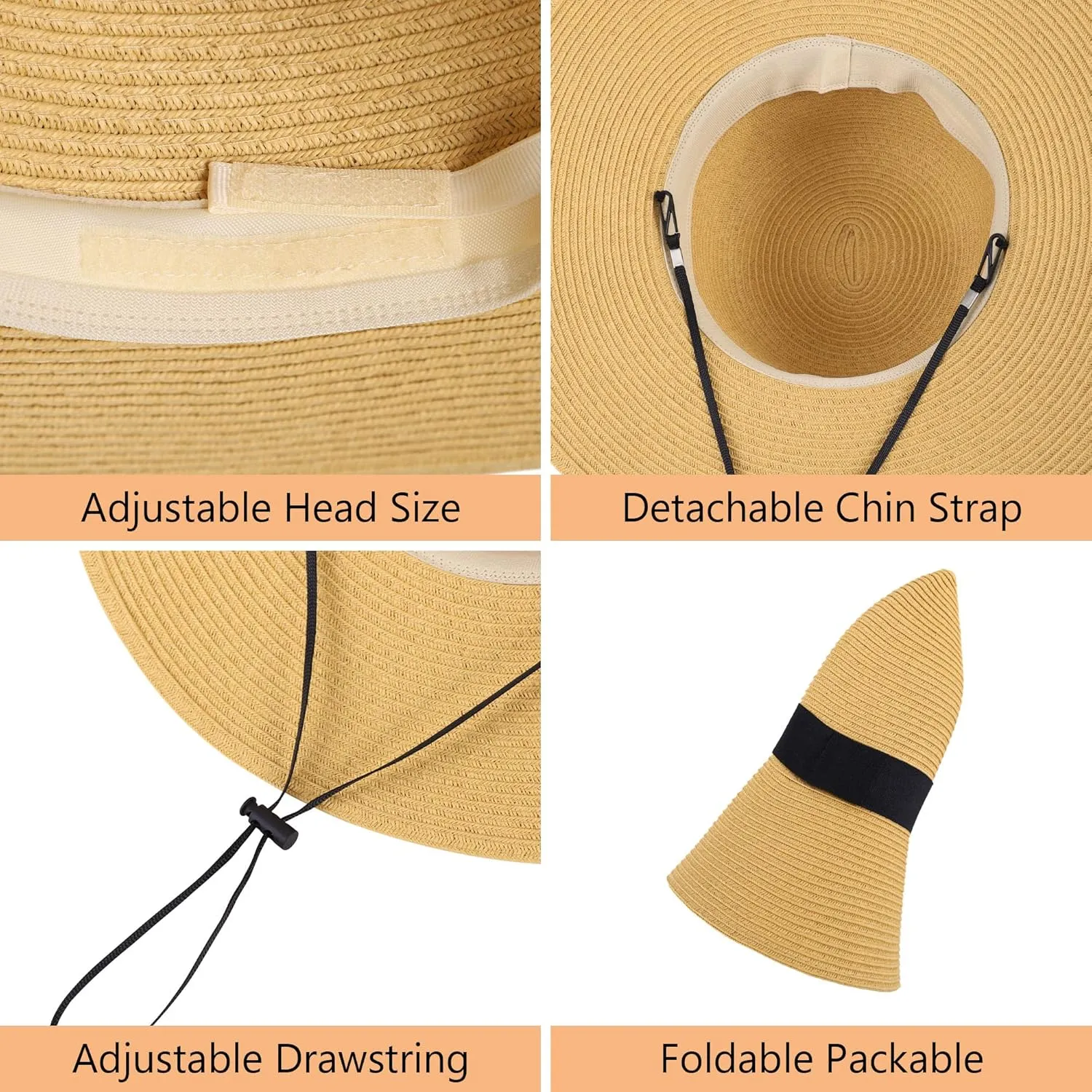 Sun Hats for Women Uv Protection Wide Brim Straw Hat Women Beach Hats Summer Foldable Floppy Travel Beach Hats for Women