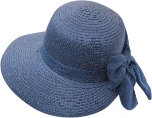 Sun Hats for Women Wide Brim Straw Hats with Bowknot Summer Beach Elegant Bucket Hat Bridal Wedding Guest Dress Hats