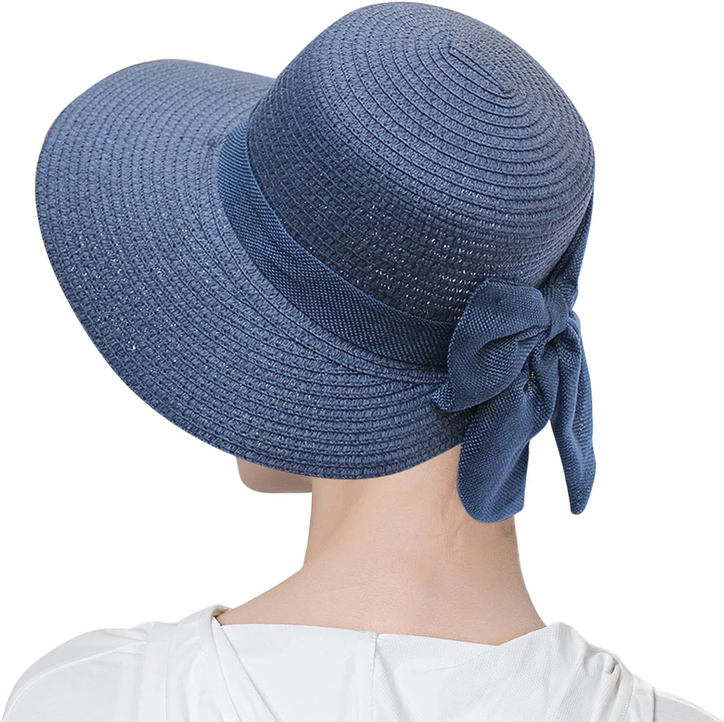 Sun Hats for Women Wide Brim Straw Hats with Bowknot Summer Beach Elegant Bucket Hat Bridal Wedding Guest Dress Hats