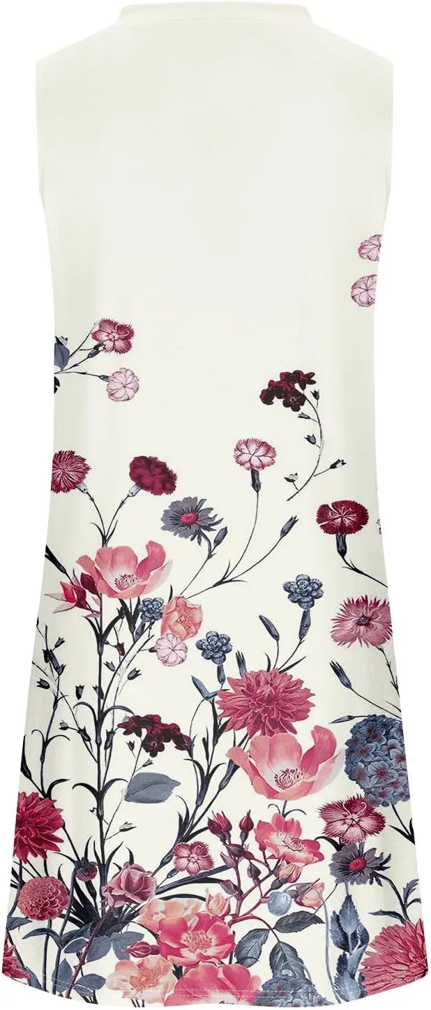 Sundresses for Women A Line Dresses Sleeveless Knee Length Dresses Midi Crewneck Summer Dresses 2025