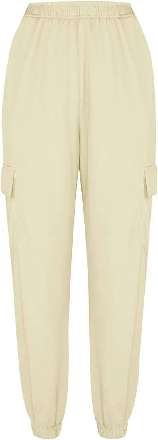 Sweatpants for Women-Womens Joggers with Pockets High Waist Lounge Trousers Baggy Cargo Pants for Yoga Workout Running