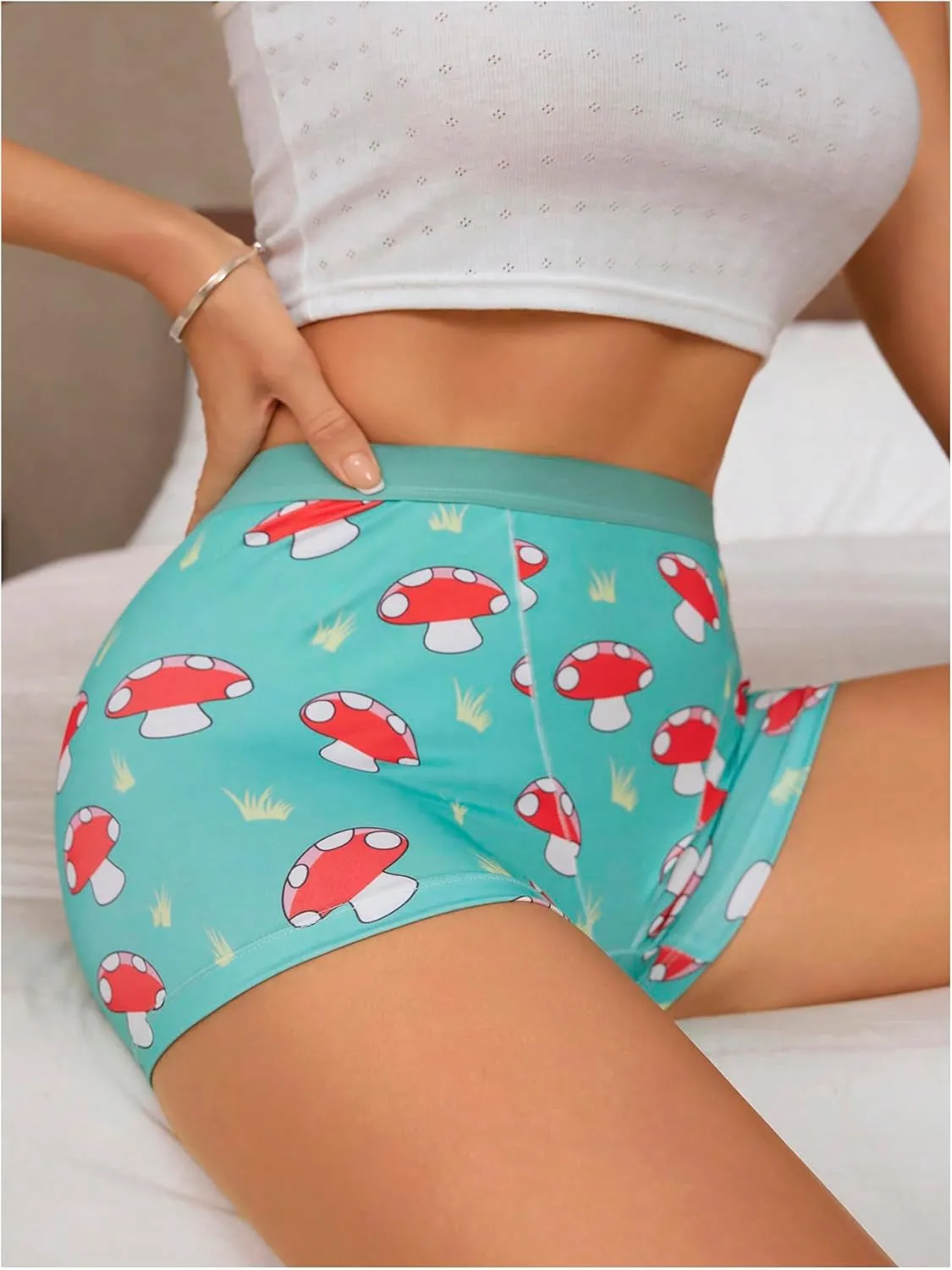 SweatyRocks Women's Cute Graphic Boyshorts High Waisted Boxer Brief Panties Sleep Underwear