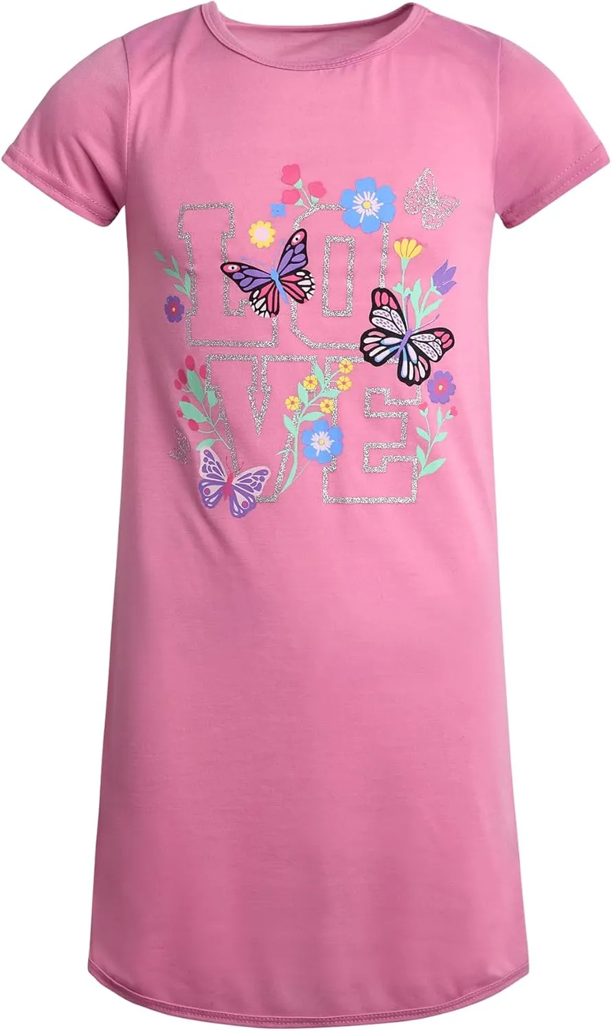 Sweet & Sassy Girls Nightgowns - 4 Pack Short Sleeve Night Gown Sleepwear Pajama Dress for Kids (Size: 4-14)