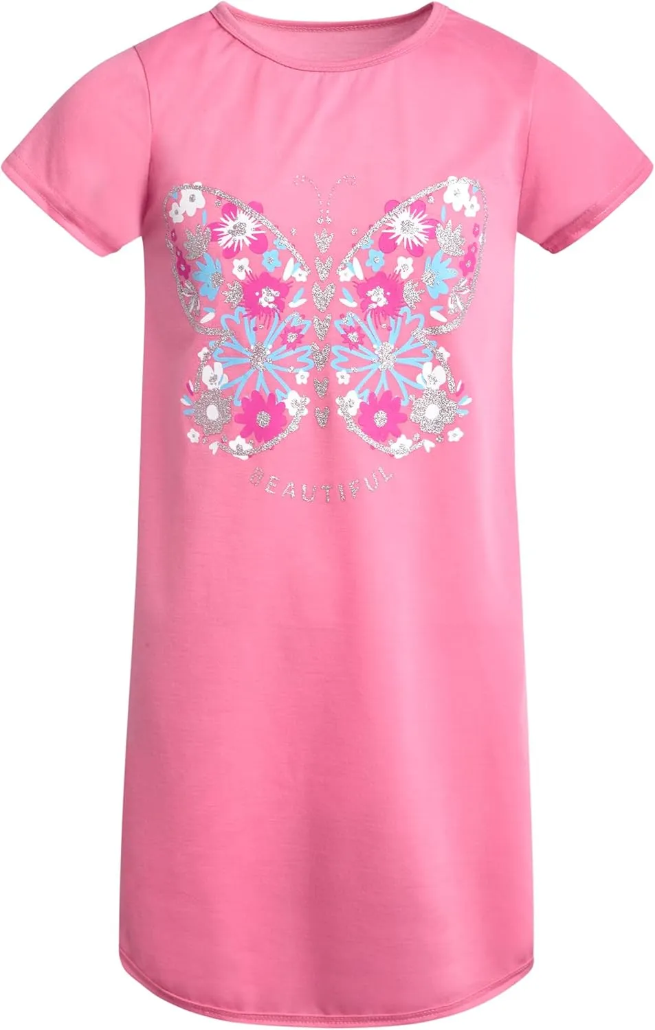 Sweet & Sassy Girls Nightgowns - 4 Pack Short Sleeve Night Gown Sleepwear Pajama Dress for Kids (Size: 4-14)