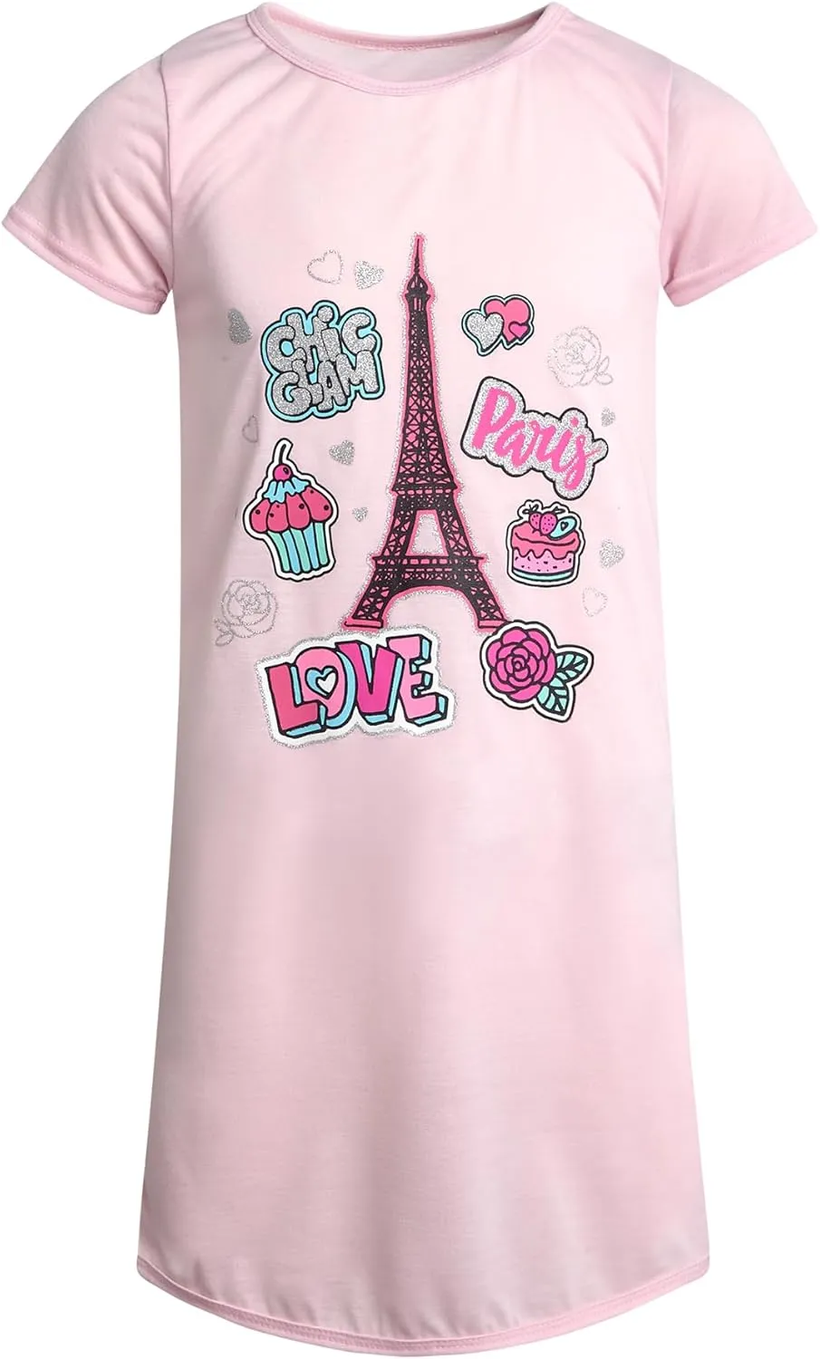 Sweet & Sassy Girls Nightgowns - 4 Pack Short Sleeve Night Gown Sleepwear Pajama Dress for Kids (Size: 4-14)