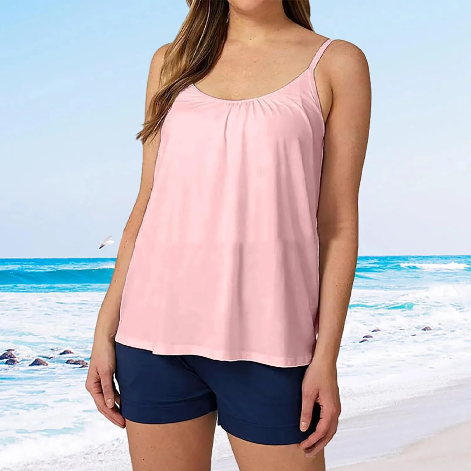 Tank Top with Built in Bra for Women Spaghetti Strap Quick Dry Plus Size Yoga Shirts Basic Layer Padded Bra Tank Top